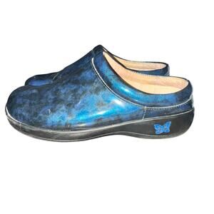 Alegria Kayla Clogs Women's Sz 8.5 Storm Black Blue Patent Leather Comfort Shoes